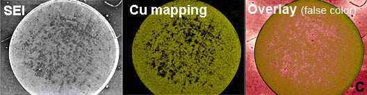 SEI beeld en mapping voor Cu= koper