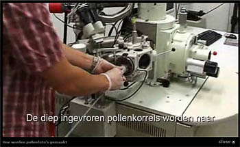 naar een filmpje van hooikoorts.tv over de laser en de elektronenmicroscoop van het GI in Nijmegen